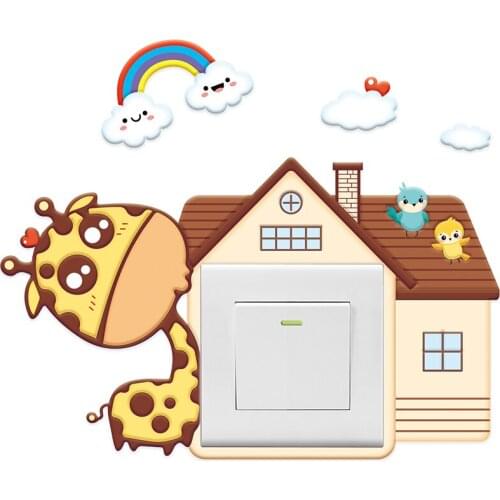 Cartoon Wall Home Decoration Switch Protective Cover Luminous Fluorescent Glow Waterproof PU Wall Stickers