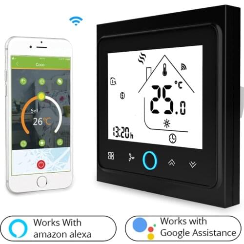 2 Pipe WiFi Air Conditioner Thermostat Temperature Controller Fan Coil Unit Work with Alexa Google Home