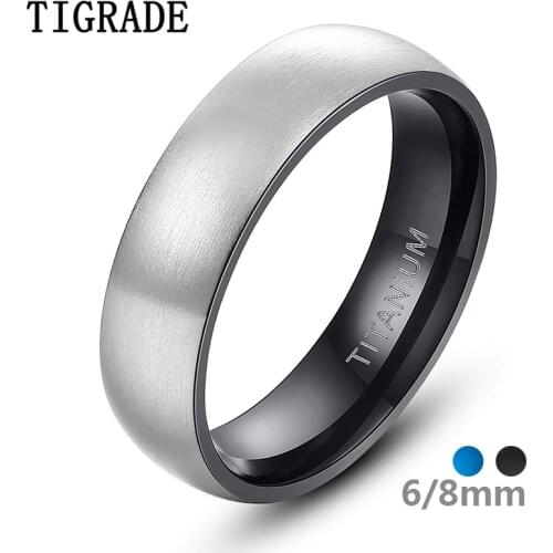 Tigrade Titanium Ring For Man Silver Color 6mm Wide Black, Blue Inside Unisex Wedding Engagement Band Female Male anillo hombre