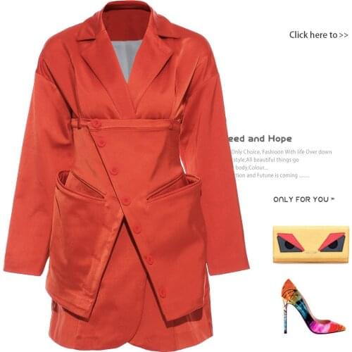 Spring Autumn Fashion Women Casual Coat Ins British Style Female Design Sense of Minority Waist Irregular Loose Fake Two Blazers