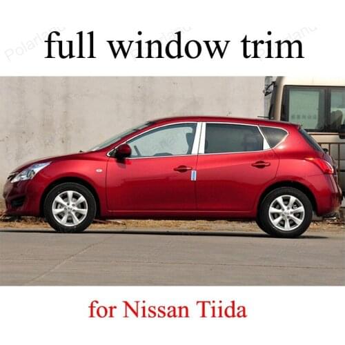 Exterior Accessories For N-issan T-iida Window Trim Full Set Car Styling Decoration Strips Stainless Steel