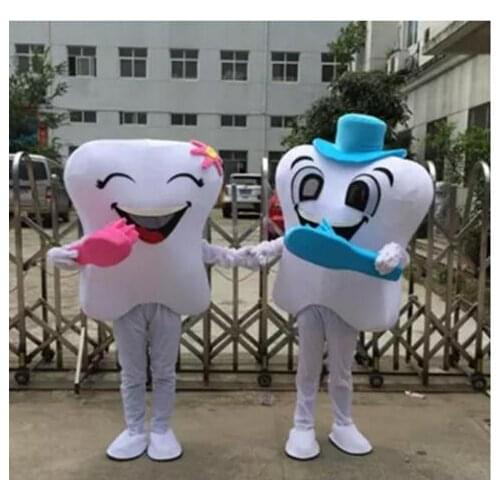 High Quality Both Tooth Mascot Costume Adult Size With Toothbrush Free Shipping For Festival advertising Mascot Costume