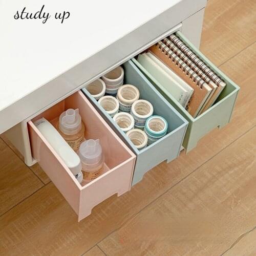 Drawer Pencil Tray Self-Adhesive Hidden Organizer Pen Box Barrel Office Sundries Storage Box Desk Stationery Kawaii Storage