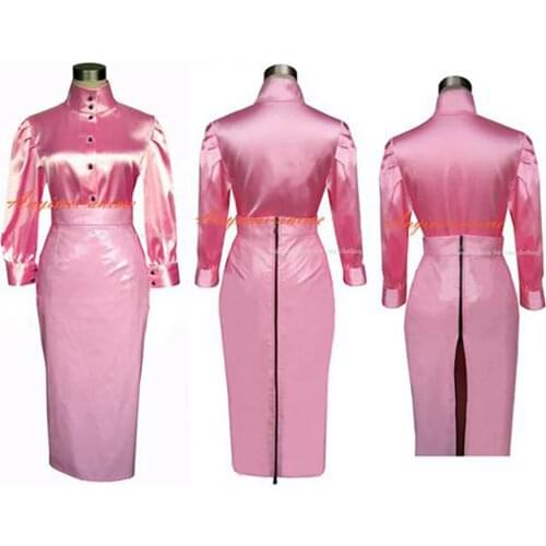 Sissy Maid Gothic Lolita Punk Pvc Satin Dress Cosplay Costume Tailor-made[G293]