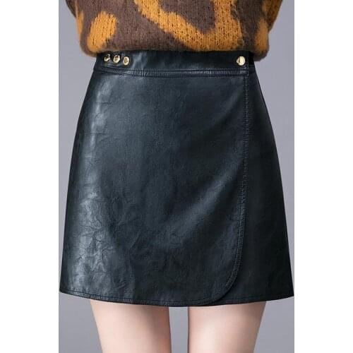 2021 Spring Simple New High Quality Mini Bkack Hip Skirt High Street Women Real Leather Short Sheepskin Detachable Office Skirt