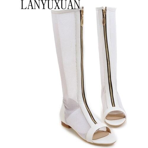 2017 New Women HOT SALE Cool boots hight cut peep toes lady casual shoes womens sexy Low-heeled sandals Big size 34-47 362-1