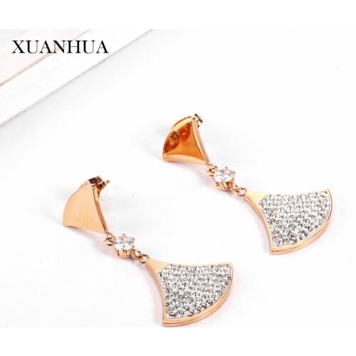 XUANHUA Stainless Steel Jewelry Woman Vogue 2019 Charm Rose Gold Geometric Drop Earrings Fine Jewelry Accessories Bohemian