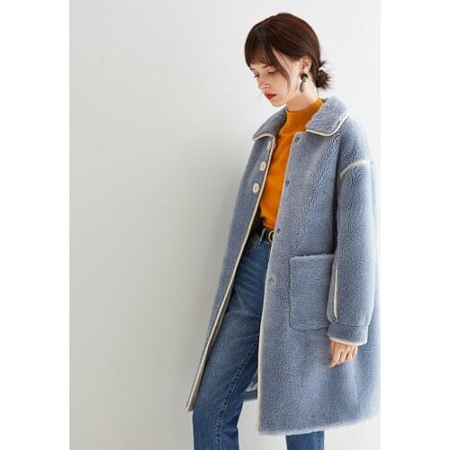 Fur Coat Women Real Clothes 2020 Sheep Shearling Wool Jacket Kawaii Autumn Winter Coat Women Korean Tops V19F75416 YY1685