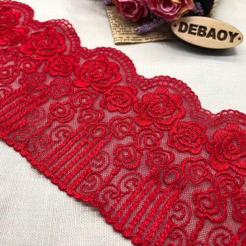 10cm Wide Embroidered Lace Trim Tulle Flower Red Lace Fabrics Mesh Handmade DIY Clothes Sewing Accessories