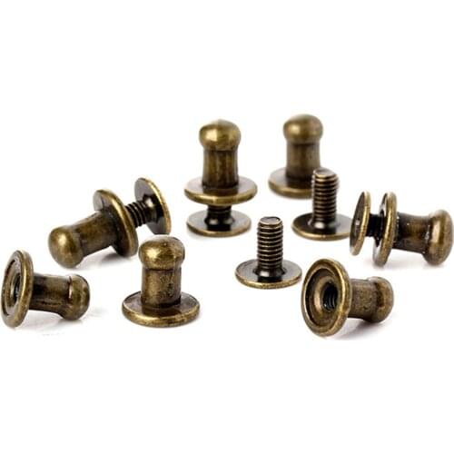 100sets 8mm Bronze Solid Alloy Round Head Stud Spot Screwback CraftLeather Bag Belt Chicago Button Screw Nail Rivet