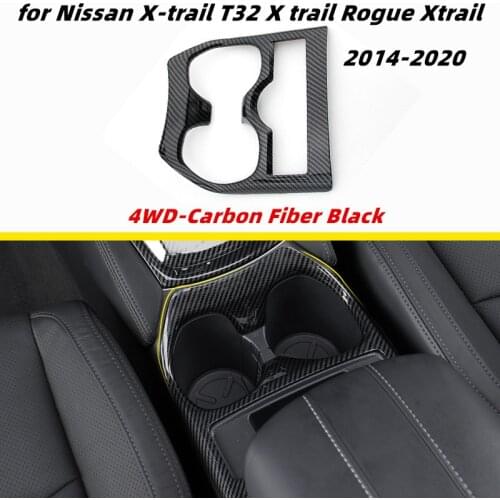 For NISSAN Xtrail X-Trail X Trail T32 Rogue 2014-2020 Accessories Carbon Fiber Car Water Cup Holder Cover Interior Stickers ABS