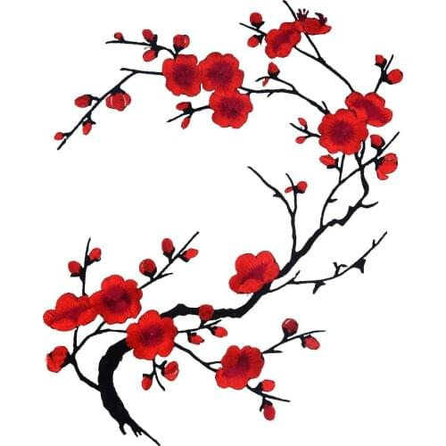 1PCS 27 Style Plum Blossom Flower Applique Clothing Embroidery Patch Fabric Sticker Iron On Sew On Patch Sewing Accessories