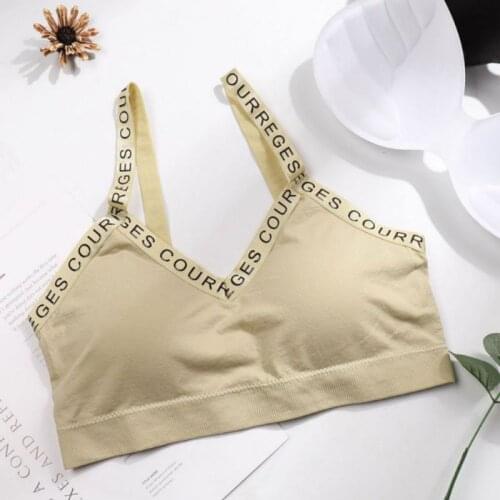 Seamless Bra Women English Letter Pattern Shoulder Straps Beautiful Back Chest Hike Sports Bras