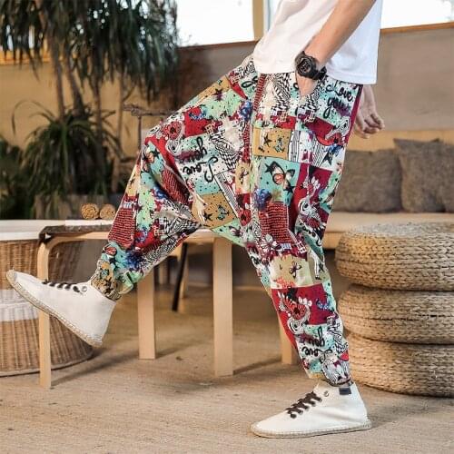 Chinese Style Harem Pants Men 2021 New Printing Joggers Men Cross-pants Streetwear Casual Sweatpants Ankle Length Trouser Men