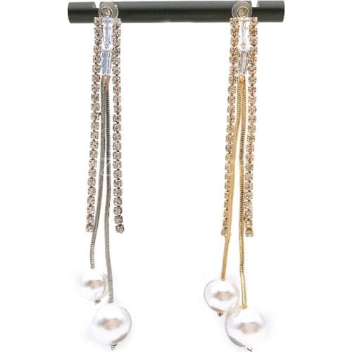 2020New 50Pcs Zircon Rhinestones Chain Pearl Tassel Button for DIY Jewelry Earring or Necklace Pendants Accessories CY19