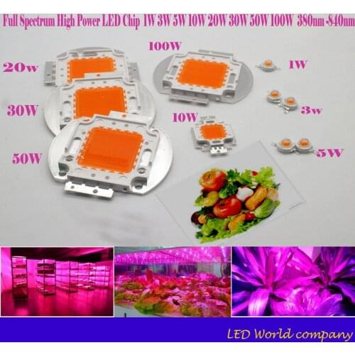 Hydroponice 1W 3W 5W 10W 20W 30W 50W 100W 400nm-840nm Full Spectrum led grow chip 30mil 45mil led plant lights Light Source