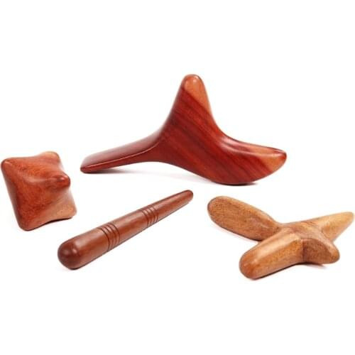 Wood Reflexology Thai Massage Wooden Stick Hand Foot Tool Massager 4 Pcs Set Q81B