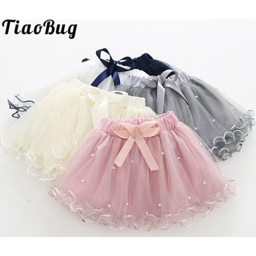 Kids Girls Tulle Skirt Flower Girls Dress Bowknot Ruffled Skirts for Toddler Wedding Birthday Party Princess Ballet Tutu Skirts