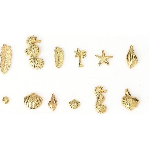 DoreenBeads Resin Jewelry Making Filling Charms Ocean Animal Decor Seahorse Shell Fish Silicon Mold Filler Gold Color 1 Box