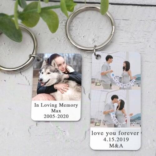 Photo Keychain,Personalised Picture Keyring,Customize Text Photo Key Chain Keepsake Gift For Him,Anniversary Gift for Her