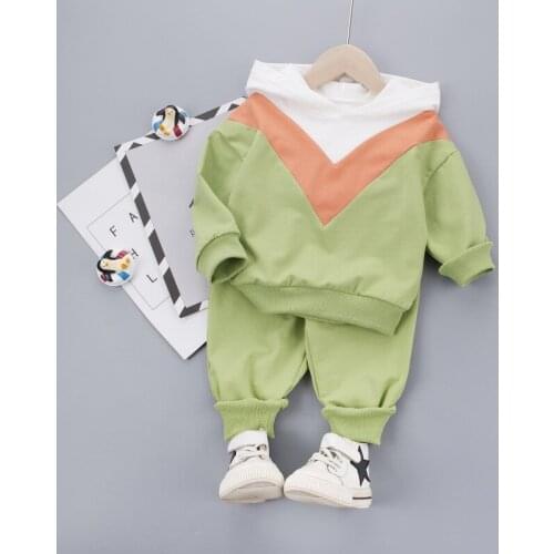 Boys Sets 2020 Autumn New Childrens Hooded Sweater Kids Color Casual Suit Matching Baby Boys Long-sleeve Trousers Two-piece Set