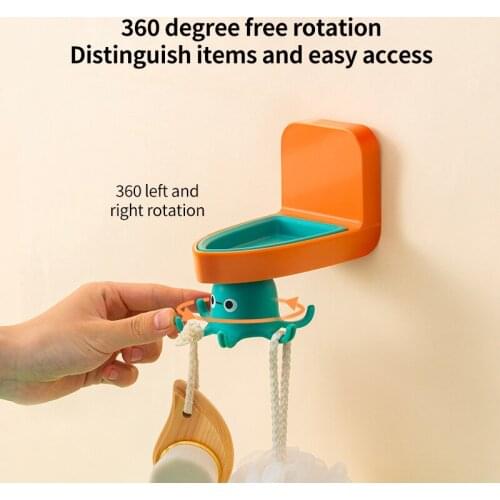 Kitchen Small Octopus Free Punching Rotating Hook Wall-mounted Storage Rack Bathroom Storage Rack Wall Hook Kitchen Tools