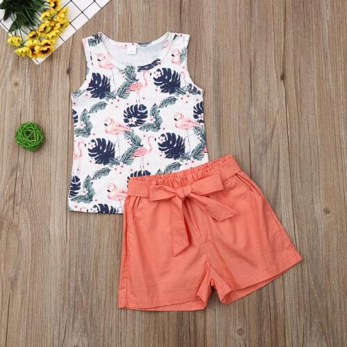 Summer Toddler Kid Baby Girl Ruffle Sleeveless Vest Top Shorts 2PCS Outfit Clothes 3-7 yerars