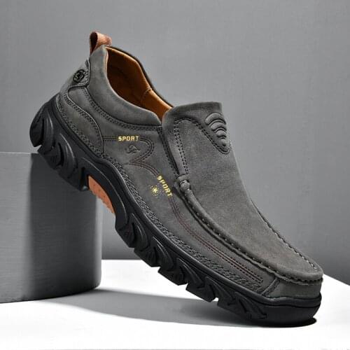 Spring Autumn Mens Shoes Slip on Genuine Leather Sewing Outdoor Casual Fashion Loafers Men Loafers High Quality Platform Shoes