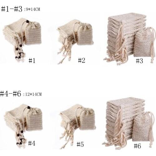 Soap Bag Ramie Mesh Bar Soap Scrub Bag Drawstring Bags Holder Skin Surface Cleaning Drawstring Drying Soap Pouch Storage Bags QB