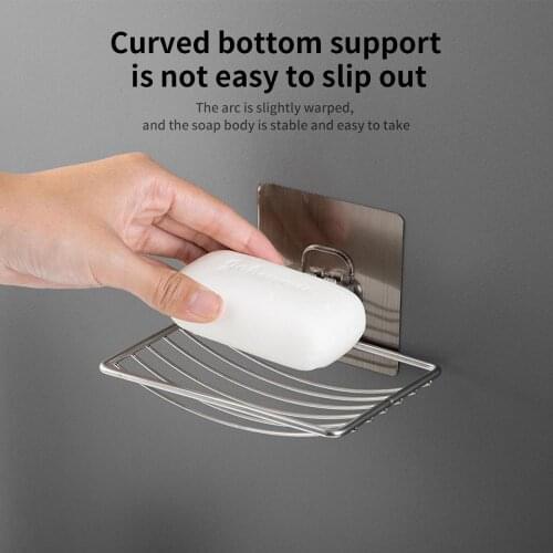 Stainless Steel Wall Mounted Soap Dish Soap Holder Bathroom Soaps Tray Storage Shelf Box Shower Caddy