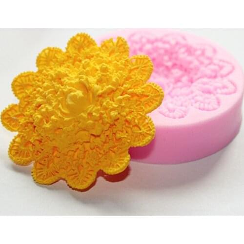 New Lace Flower Shape Mold Silicone Chocolate Fondant Candy Mold FM052