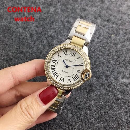 2018 new gold ladies fashion watch point drill ring exquisite simple alloy quartz stainless steel womens watch saati relogio