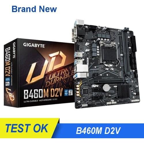 NEW For Gigabyte GA B460M D2V Micro-ATX Intel B460 DDR4 M.2 64GB USB3.2 Gen1 VGA DVI LGA 1200 CPU Motherboard