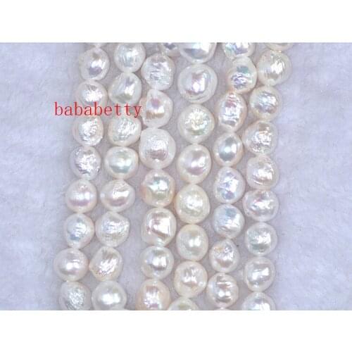 NEW Baroque style Edison pearl white 10-14mm shaped diy Loose beads 15"