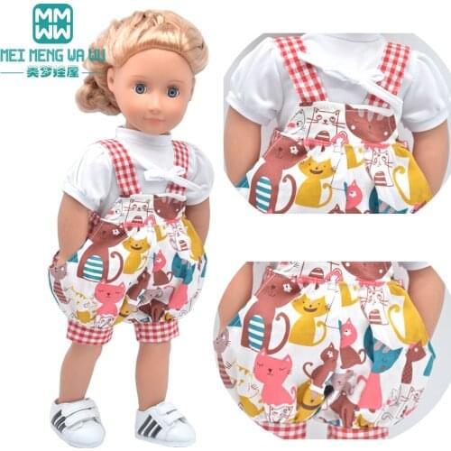 Doll clothes 18 inch american doll Fashion cartoon overalls Girls gift