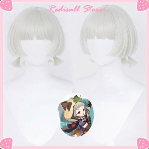 Genshin Impact Sayu Wig Cosplay Short Pale Blond Beige Heat Resistant Synthetic Hair Adult Free Wig Cap