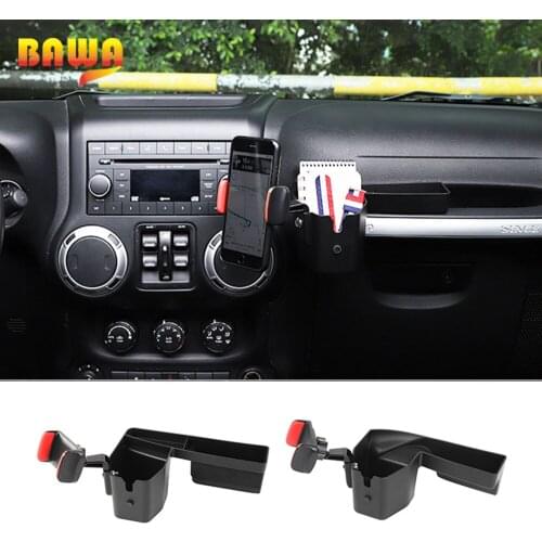 BAWA GPS Stand For Jeep Wrangler JK Car Co-pilot Armrest Mobile Phone Bracket Holder Accessories For Jeep Wrangler JK 2007-2017