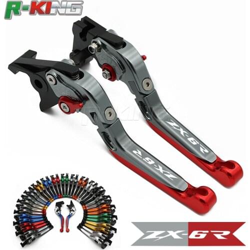 With Logo For Kawasaki ZX-6R ZX6R ZX 6R 2000 2001 2002 2003 2004 Orange&Titanium CNC Adjustable Motorcycle Brake Clutch Lever