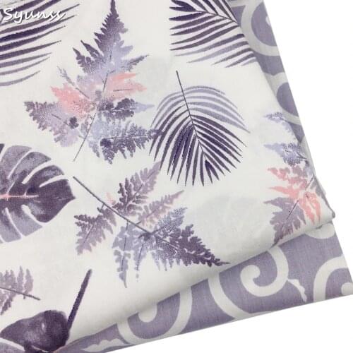 100% cotton twill cloth grey elagant burgundy big leaves fabric for DIY kids clothes decor craft handwork quilting tissue tecido