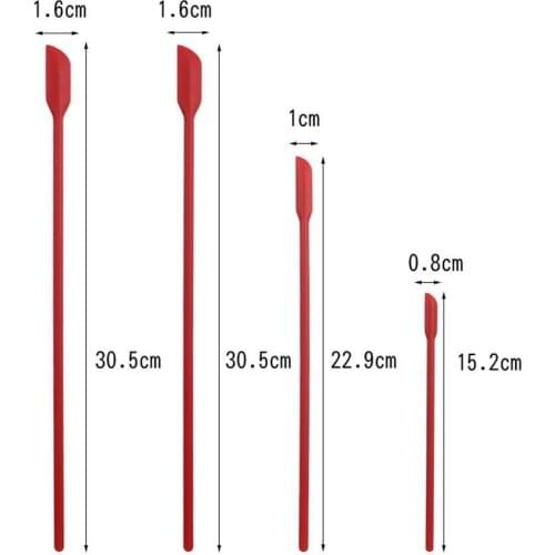 Four-Piece Silicone Spatula Red Silicone Mini Tip Spatula Small Brush Residue Spatula Scraper Four Cleaning Tank Piece Long T7U9