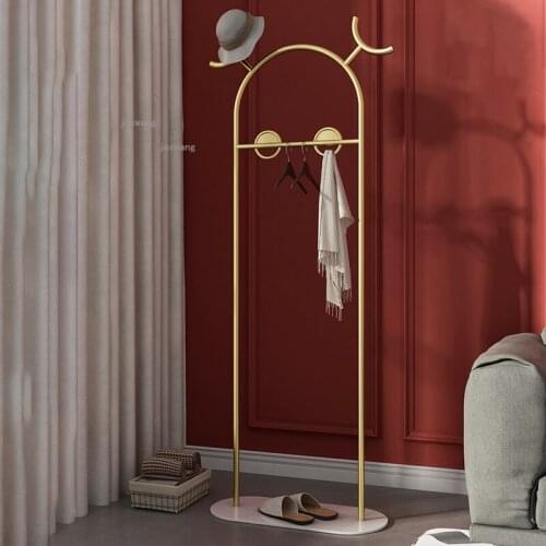 Nordic Wrought Iron Living Room Bathroom Coat Rack Creative Bedroom Hotel Homestay Floor Hanger Simple Home Cloakroom Bag Racks