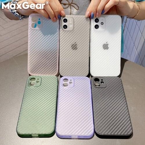 Ultra Thin Carbon Fiber Hard Matte Phone Case For iPhone 11 12 Pro Max XS XR X 7 8 Plus SE 2020 Shockproof Transparent PP Cover