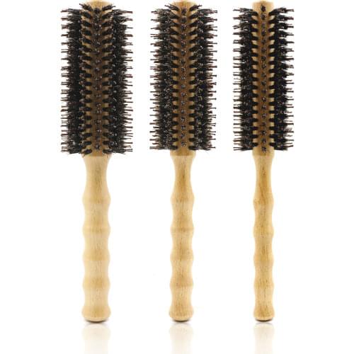 High Quality Bamboo Round Hair Brush For Women Curling Long Hairdressing Boar Bristle Brush