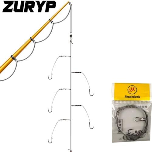 ZURYP 6# -12 # leather Fishhooks Stainless Steel Rigs Swivel Fishing Tackle Lures Pesca Baits Single Hook Combination 5 Hooks