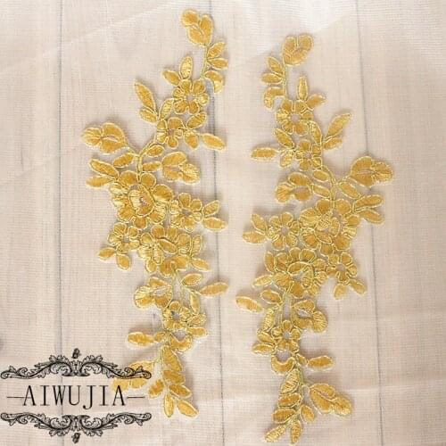 10Pieces New Arrival Fabric in Pair Lace Trim Dress DIY Lace Accessories Delicate Gold Ivory White Wedding DIY Accessories