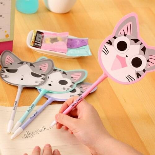 16 Pcs Creative Cat Expression Series Fan Neutral Pen Students Learn Stationery Office Pen Signature Pen