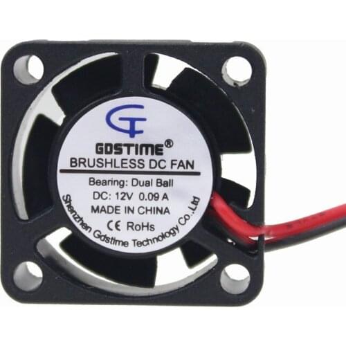 2 pcs Gdstime DC 12V 25mm x 10mm 2510B Ball Bearing Portable Micro Cooler Fan 25x25x10mm