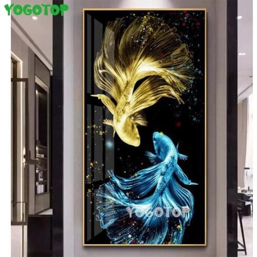 Diamond Embroidery Koi animal Goldfish Rhinestone 5D DIY Diamond Painting Cross stitch square round drill decor large YY4756