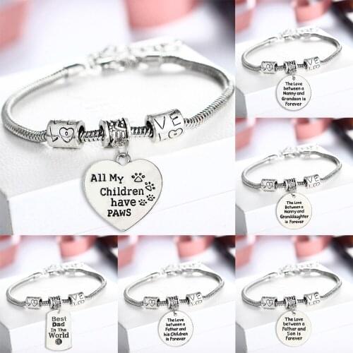 The Love Between Nanny And Grandson Is Forever Charm Bracelet Family Members Jewelry Love Beads Bangle Gift For Mother Father