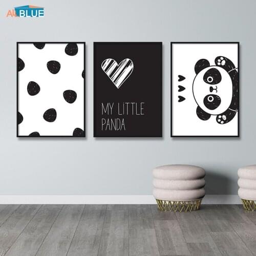 Baby Nursery Wall Art Canvas Painting Animal Panda Heart Poster and Prints Nordic Style Kids Decoration Picture Bedroom Decor